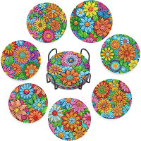Diamond painting onderzetters power flower (8 stuks)