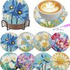 Diamond painting onderzetters vrolijke bloemen (8 stuks)