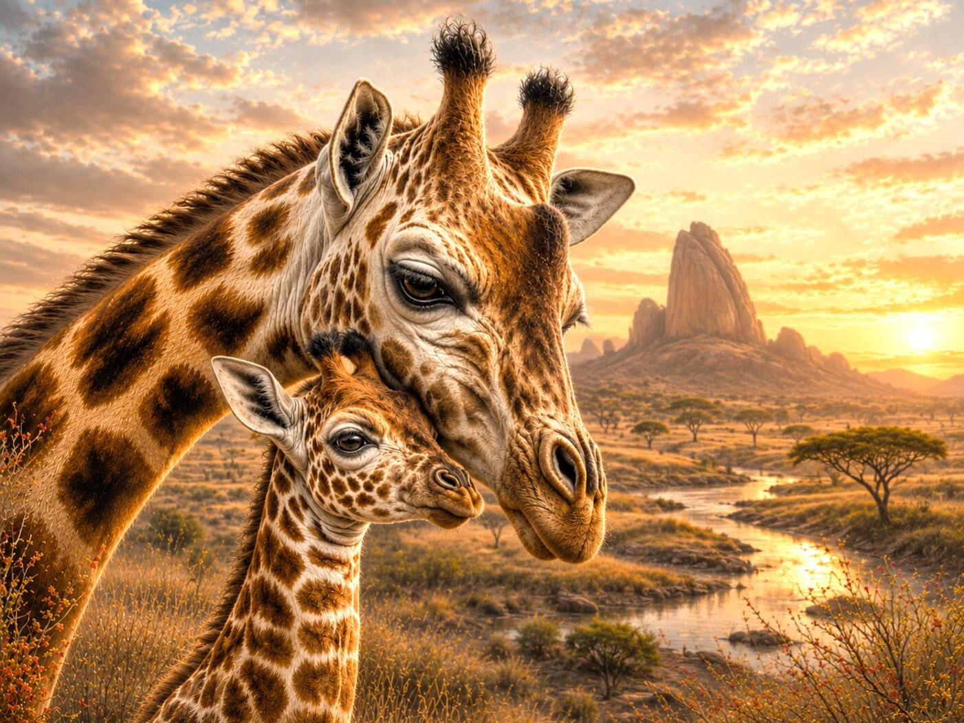 Moederliefde op de Savanne Diamond Painting
