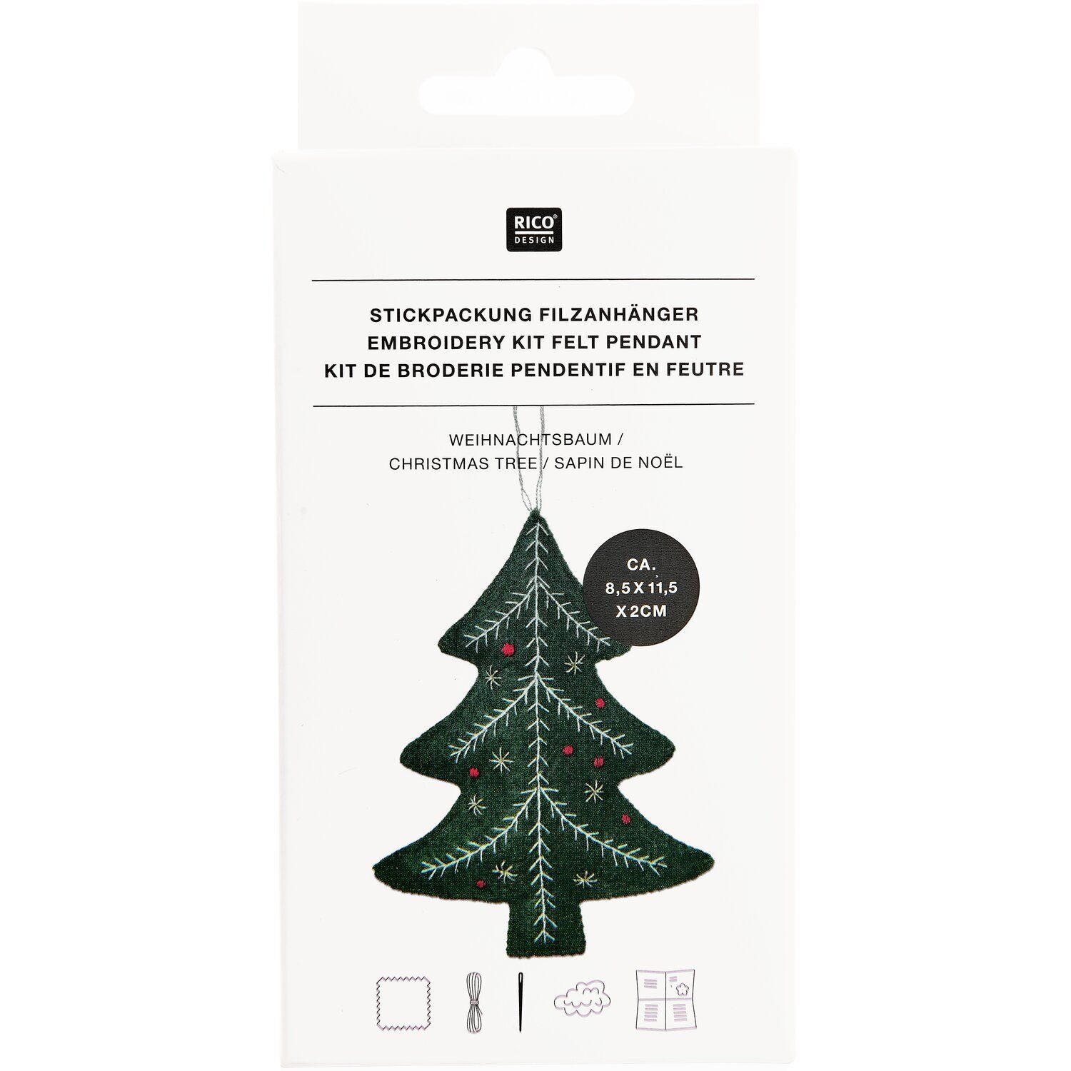 Rico Design Vilten hanger in de vorm van een kerstboom borduren 100559