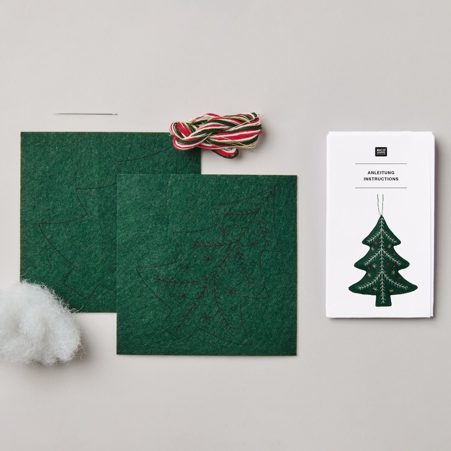 Rico Design Vilten hanger in de vorm van een kerstboom borduren 100559