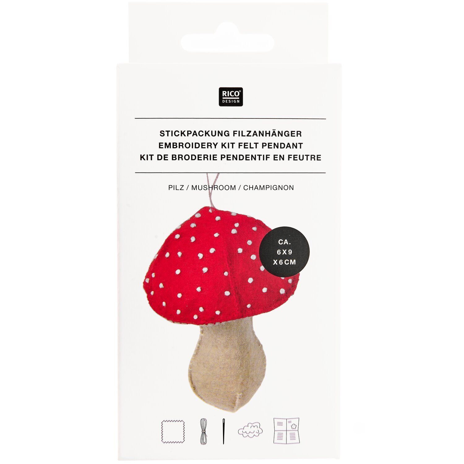 Rico Design Vilten hanger in de vorm van een paddenstoel borduren 100554