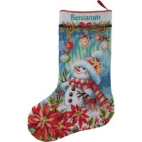 Vervaco Kerstsok Sneeuwman in bloei borduren PN-0246808