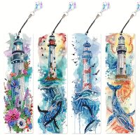 Diamond painting boekenleggers vuurtorens (4 stuks)