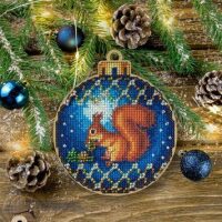 Wonderland Crafts Kerstbal borduren eekhoorn FLW-018