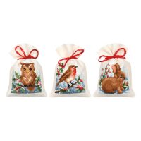 Vervaco Kruidenzakje Bosvriendjes in de winter set van 3 PN-0207025 borduren (pakket)
