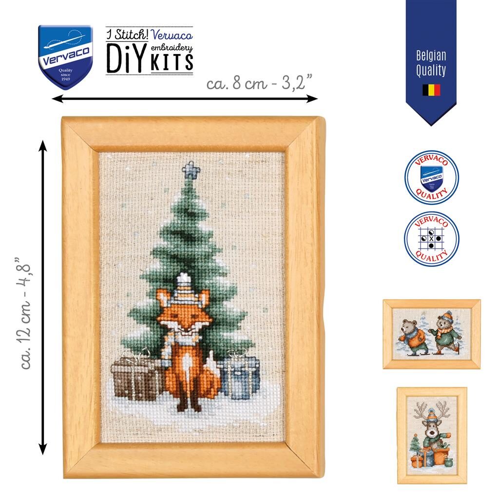 Vervaco Winterverhalen uit het bos Miniatuur kit set van 3 PN-0226193 borduren (pakket)