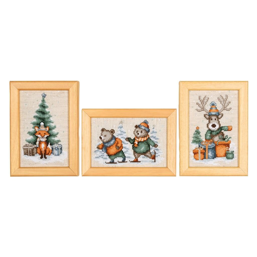 Vervaco Winterverhalen uit het bos Miniatuur kit set van 3 PN-0226193 borduren (pakket)